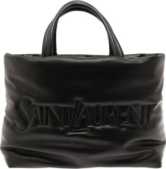 Saint Laurent Tassen, Heren, Zwart, ONE Size, Leer, Tote van nappalamsleer