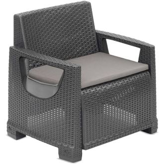 Dmora Poltrona da Esterno Rho, Braccioli, Cuscini Inclusi Made in Italy, 66x72 cm Grigio Antracite