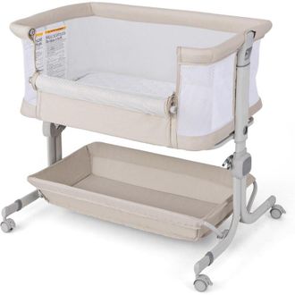 Costway Costway - Lit Cododo B&eacute;b&eacute; avec Matelas & 6 Hauteur R&eacute;glable(75-85cm), Lit B&eacute;b&eacute; Pliable avec Inclinaison & 2 Sangles, Roues Universelles avec Frein