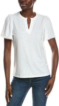 Jones New York Drapey Slub Split Neck Top