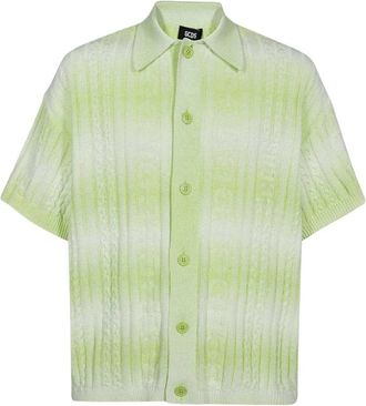 GCDS Gebreide Shirt in Viscosemix - Heren - Korte mouwen Overhemden - Groen - XS - Overhemden