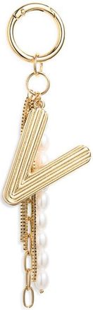 Chelsea28 Initial Faux Pearl Bag Charm in V- White- Gold at Nordstrom