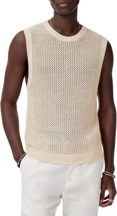 John Varvatos Augusto Chunky Wool & Linen Sweater Vest in Eggshell at Nordstrom, Size Xx-Large