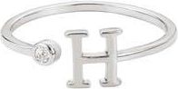 Adornia Cubic Zirconia Initial Adjustable Band Ring in Silver-H at Nordstrom Rack