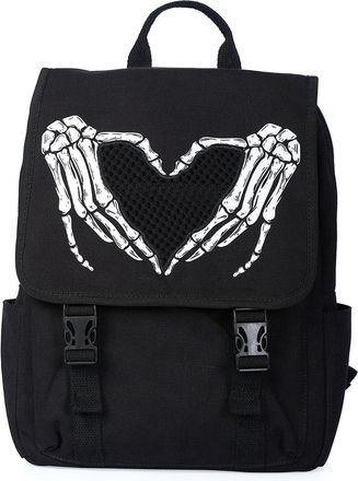 Banned Apparel Black Punk Gothic Emo Skeleton Hands Darkest Love Unisex Backpack