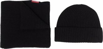 Dsquared2 Grof Gebreide Trui met Logo - Heren - Hoeden - Zwart - ONE Size - Katoen - Accessoires