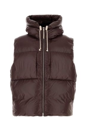 Jil Sander Brown Nylon Sleeveless Down Jacket