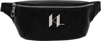Karl Lagerfeld K/Plak Perforated Bumbag - Heren - Heuptassen - Zwart - ONE Size - Leer - Tassen