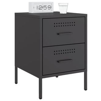 Berkfield Home Durable Bedside Cabinets 2 pcs Black 36x39x50.5 cm Steel
