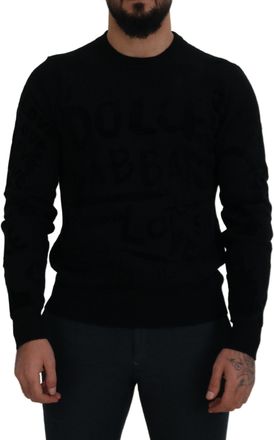 Dolce & Gabbana Mens Black Graffitiprint Sweater Tsh83110 Wool - Size EU 48 (Mens)