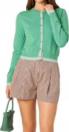 Astr Clovis Faux Layered Cardigan In Green Color Block