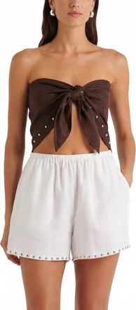 Staud Samara Linen Top In Root Studs
