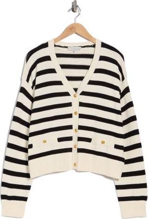 Wayf Stripe Cotton Cardigan in Ivory/Black at Nordstrom Rack, Size X-Large