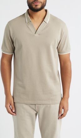 Emporio Armani Piqu&eacute; Johnny Collar Polo in Solid Dark Beige at Nordstrom, Size Xx-Large