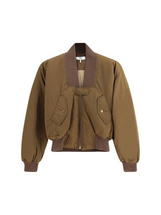 【関税&送料込】Chloe Brown Polyester Blend Bomber Jacket Chloe Jacket - Faux Leather Bomber Jacket in Brown | Showpo