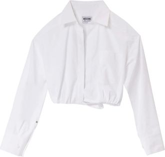 Moschino Witte Cropped Shirt met Elastische Zoom - Dames - Overhemden - Wit - S - Katoen - Overhemden