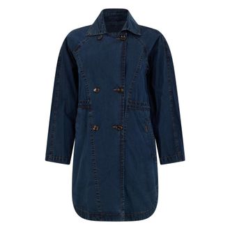 Moorer Lange Jas - Dames - Mantels - Blauw - Maat: XS Denim