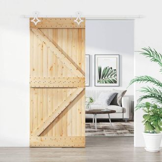 vidaXL Vidaxl - Puerta Corredera Con Herrajes Madera Maciza De Pino 90x210 Cm