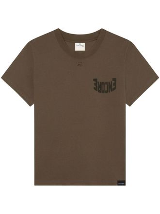 Courr&egrave;ges T-shirt con stampa grafica - Marrone