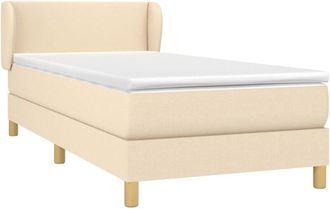 vidaXL Cama Box Spring Con Colch&oacute;n Tela Color Crema 100x200 Cm Vidaxl