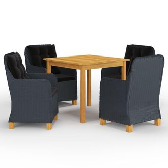 vidaXL Vidaxl - Juego De Comedor Para Jard&iacute;n De 5 Piezas Gris Oscuro