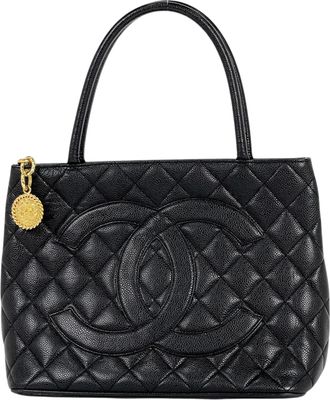 Chanel Black Grained Calfskin Handbag Tote Bag (Pre-Owned)