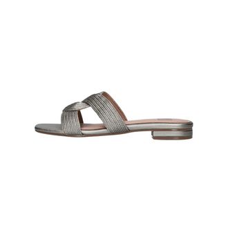 Bibi Lou Schoenen, Dames, Grijs, 41 EU, Leer, Grijze Geweven Cut Out Slipper