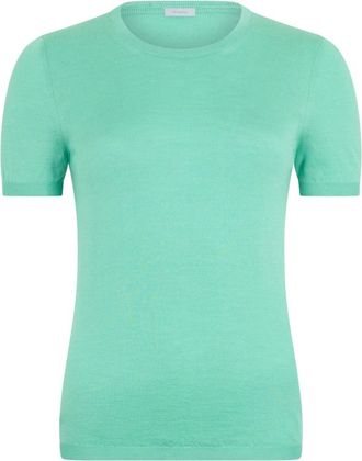 Malo Truien & Vesten, Dames, Blauw, S, Kasjmier, Gebreide trui met korte mouwen