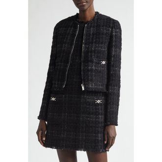 Versace Medusa 95 Metallic Tweed Jacket in Black at Nordstrom, Size 4 Us