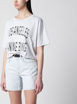 Anine Bing Johnny cropped T-shirt with vintage print in cotton grey