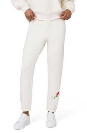 Florence By Mills Cozy Crush Forever Rose Embroidered Joggers in Jet White Rose at Nordstrom Rack, Size Xx-Small