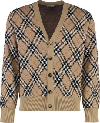 Burberry Beige V Neck Cardigan