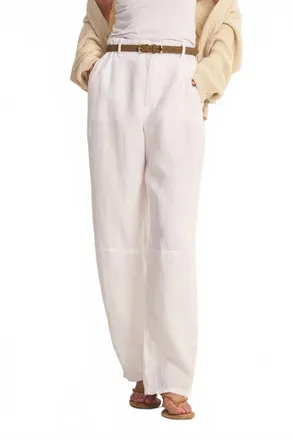 Velvet Womens Heavy Linen Pants In White