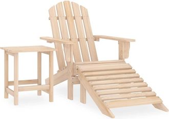 vidaXL Vidaxl - Silla Adirondack De Jard&iacute;n Con Otomana Y Mesa Macizo Abeto Rosa