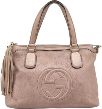 Gucci Soho Convertible Top Handle Leather Pink Leather Handbag (Pre-Owned)