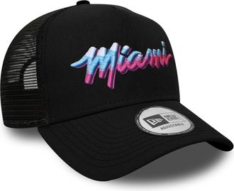 New Era Miami Heat NBA Vice Collection Black Adjustable Trucker Cap - One-Size