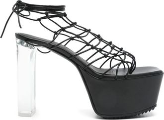 Rick Owens Sandali con plateau e decorazione Web 130mm - Nero