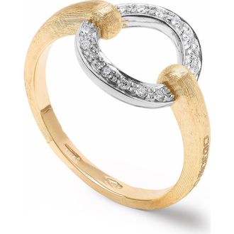 Marco Bicego Jaipur Open Circle Pav&eacute; Diamond Ring in Yellow Gold at Nordstrom, Size 5.5