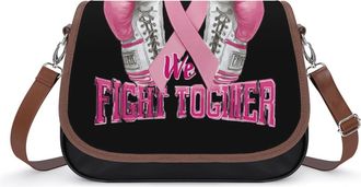 Generic We Fight Together Breast Cancer Womens Crossbody Bag Fashion Shoulder Handbags Message Tote Bag with Adjustable Strap