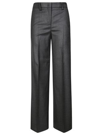 Incotex Tailored Wide-Leg Pants in Soft Flannel Grey