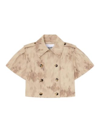 Ganni Double Cotton Short Sleeved Jacket Printed