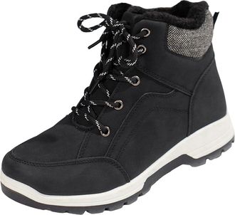 Generic Womens Leather Ankle Boots with Velvet Low Heel Design for All Day Comfort and Versatile Wear (Black, 4.5)