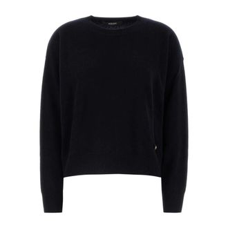 Versace Round-neck Knitwear, female, Blue, Size: XS Midnight Blue Wool Blend Sweater