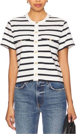 Frame Denim The Jersey Striped Top In Cream Multi