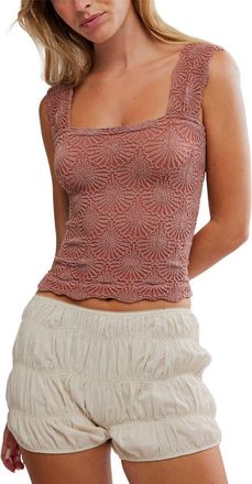 Free People Love Letter Floral Knit Camisole in Cinnamon Stick at Nordstrom, Size X-Small