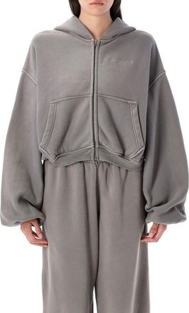Alexander Wang Oversized Cropped Zip-Up Hoodie