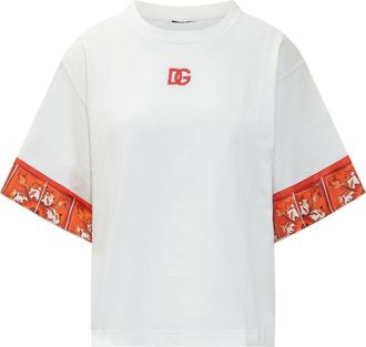 Dolce & Gabbana White Graphic Crew Neck T-Shirt