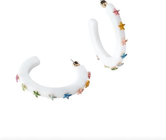Smith & Co Womens Starfish Jewel Hoop Earrings In Multicolor