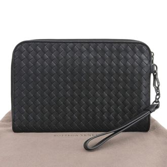 Bottega Veneta Black Intrecciato Clutch Bag (Pre-Owned)