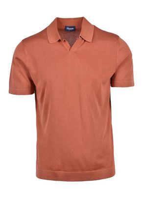 Drumohr Cotton Knit Polo Shirt - Rust
